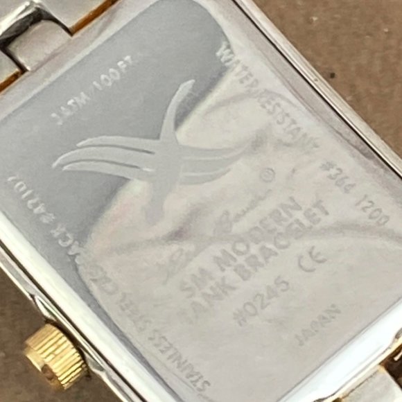 Vintage Eddie Bauer Dress Watch with Date Tank Style 2 Tone Gold and Stainless - Picture 5 of 8